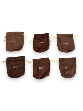 Blantons Bags Brown Gold Set of 6 Felt Embroidered Drawstring Bourbon Whiskey